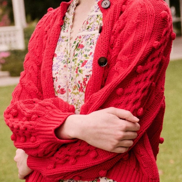 THE GREAT. MOUNTAINSIDE CARDIGAN DEEP ROSE SZ 1 - Picture 3 of 9